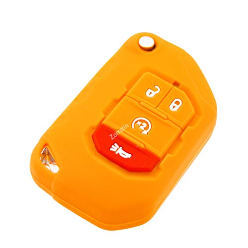 Image of Silicone Key Fob Cover Cases Protectors for Jeep Wrangler Rubicon 392 JL JLU Wagoneer Gladiator JT Flip Fold Remote