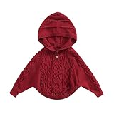 fhutpw Toddler Infant Baby Girls Sweaters Cable Knit Poncho Turtleneck Cloak Cape Hooded Knitted Pul