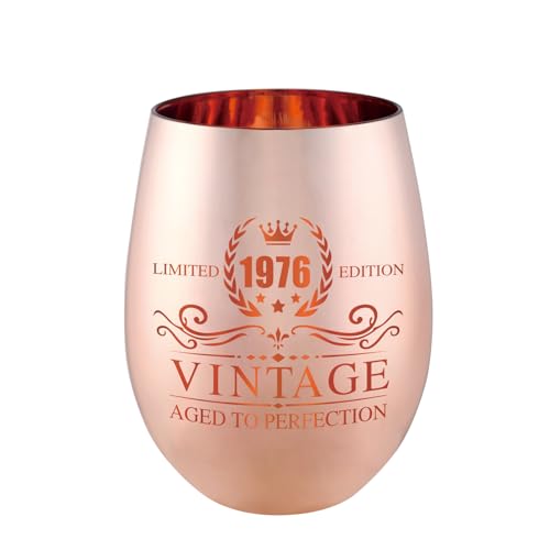 xilaxila 50th Birthday Gifts for Women - Vintage 1976 Wine Glass - 50th Birthday Decorations for Her - Funny Bday Present Ideas