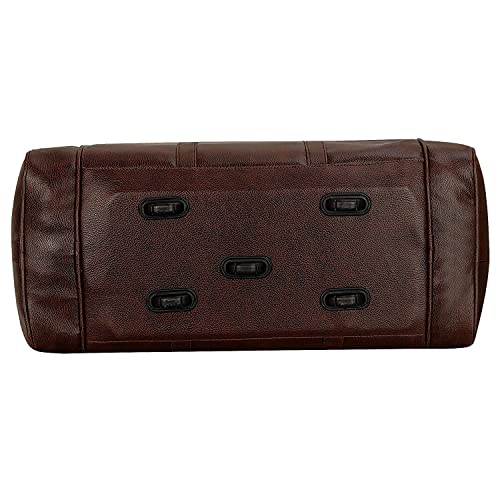 Image of Leather World Duffle Bag 55 L Brown Vegan Leather Weekender Travel Luggage Bag with Detachable Shoulder Strap for Men & Women (Brown)