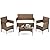 DUMOS Patio Furniture Set 4 Pieces, Outdoor Wicker Furniture with Coffee Table, Modern Rattan Patio Chairs Conversation Sets with Sofa for Garden, Terrace, Porch, Balconies, Lawns, Brown
