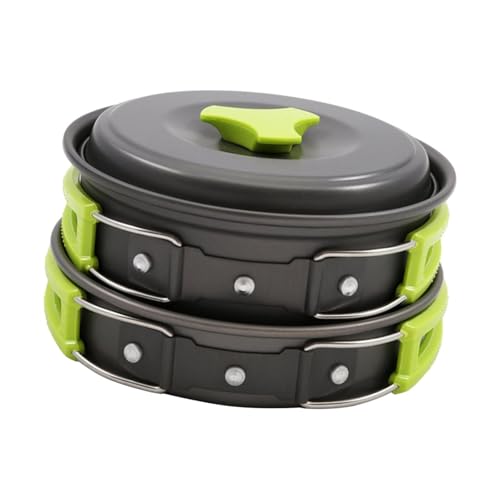 Yiju Lightweight Aluminum Alloy Camping Cookware Set with Storage Bag for Outdoor Cooking, Green