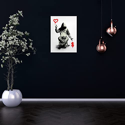 Uniya Banksy Poker Cards Hearts Ace Artwork For Living Room Wall Art Framed Poster And Print Abstract Canvas Painting For Bedroom Office Wall Decor (12X16Inch, Banksy Poker Cards Hearts Ace) #TOP4
