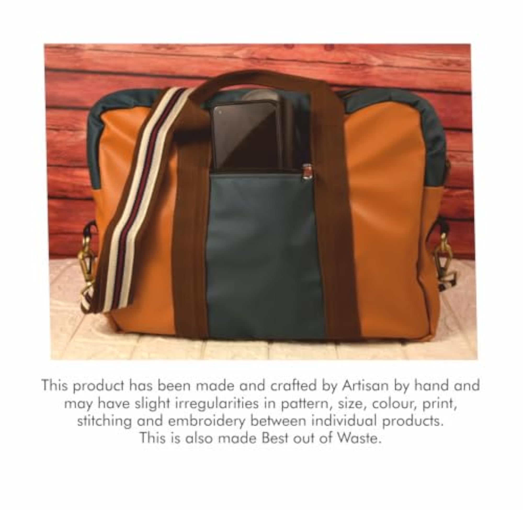 Dual Tone Faux Leather Bag with Adjustable Strap, Stylish Gift