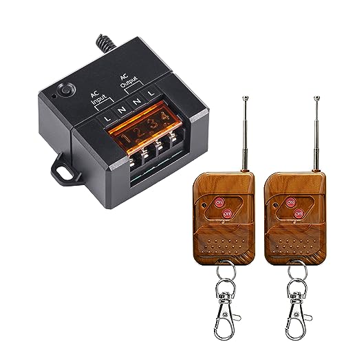 DONJON Funkschalter mit Fernbedienung,AC220/230/240V Funk Wandschalter mit 328ft Long Range,Mini 10A Relais Kabelloser Lichtschalter,für Haushaltsger?te,Deckenleuchten,Wasserpumpe,Garagentor
