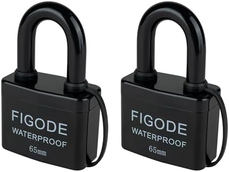 FIGODE Candado grande y resistente con llaves, 2.8 pulgadas de ancho, candados impermeables para exteriores, cerraduras de acero laminado