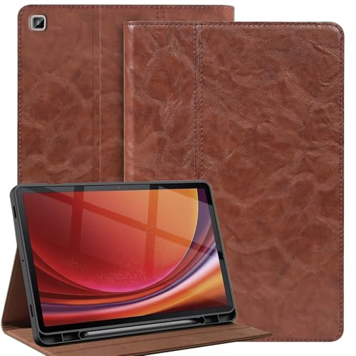 Housse Samsung Galaxy Tab S6 Lite 10.4 cuir véritable avec mise en veille automatique, kaki