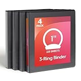 Cardinal Economy Round Ring View Binders, 2,5 cm, 4 per Pack (79510) 1-Inch (4-Pack) Black
