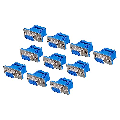 QUARKZMAN 9 Pasador D-SUB x 10uds Hembra DB9 Serial Adaptadores IDC Crimpado Roscado Conector para Industriales Control Productos [Azul]