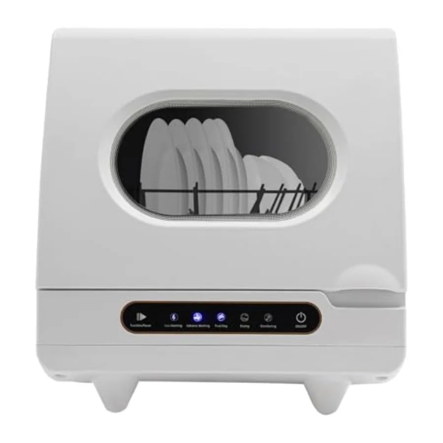 Lave-Vaisselle de comptoir Portable 1200 W, Mini Lave-Vaisselle avec 12 Sorties de pulvérisation, Nettoyage à 360°