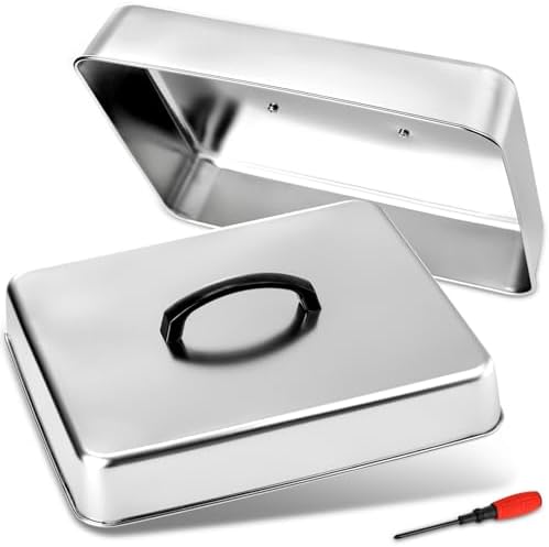 ZEAYEA 2 Pack Cheese Melting Dome, Rectangular Stainless Steel Steam Basting Cover with Heat Proof Handle, Griddle Basting Cover, BBQ Grilling Accessories, Indoor or Outdoor Camping, 13" x 11.3"