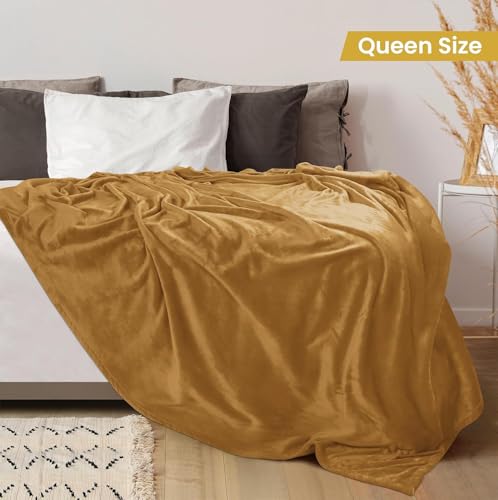 Image of Cotton Bolls Textiles Cozy Plush AC Blanket for Single Bed, Lightweight All Season Blanket, Ultra Soft Blanket for AC Room, Mild Winter, Can Be Used as Bedsheet in Winter, 90x90 Inches, Brown