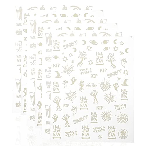 HAKIDZEL 6hojas Calcomanías De Uñas Brillantes Para Halloween De Adhesivos De De Uñas Decoraciones De Ocasiones