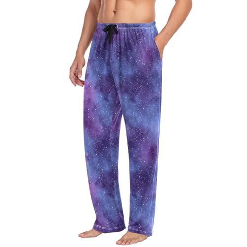 Men's Pajama Pants Space Galaxy Purple Pajama Pants for Men PJs Bottoms Drawstring Pockets Sleep Lounge Pants S4