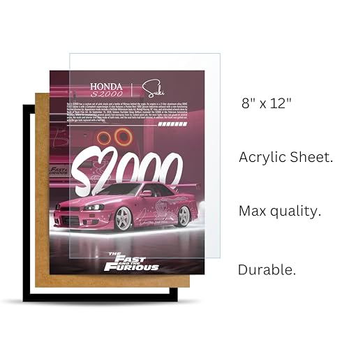 Image of Posternet HONDA S2000 Wall Poster Frames | 8 x 12 inch | Fast and Furious Themed JDM Cars | Hanging Wall Artwork Frames for Living Room, Bedroom, Office and Etc