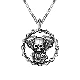 Zhubobo Mens Stainless Steel Motorcycle Chain Biker Skull Pendant Necklace Men
