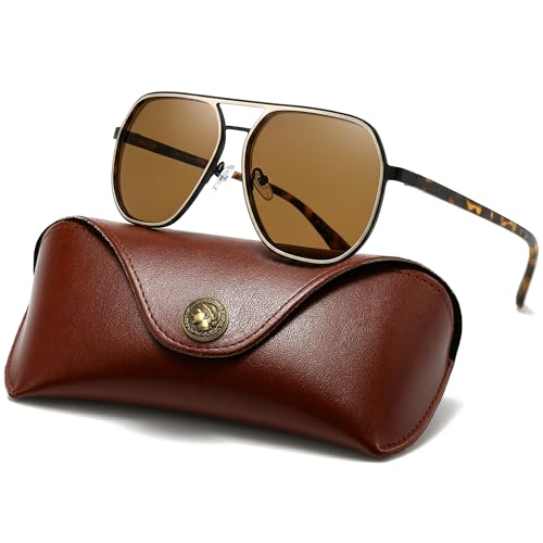Image of SUNGAIT Polygon Aviator Sunglasses for Men Polarized Trendy Square Sun Glasses Retro Pilot Shades UV Protection
