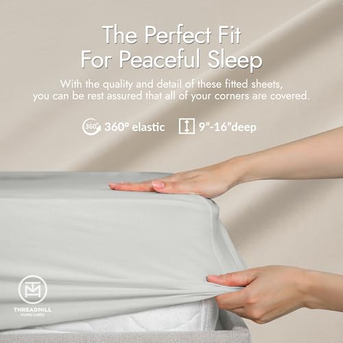 Image of Threadmill 300 TC Viscose Made from Bamboo Queen Sheet Set, Light Grey