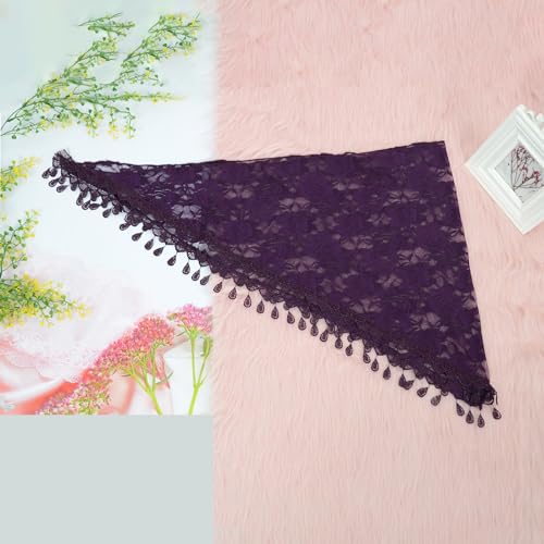 Anna-Kaci Women's Sheer Floral Lace Triangle Mantilla Scarf Lightweight Tassel Shawl Wrap Head Scarf2
