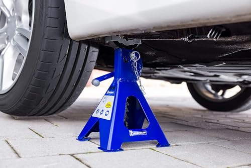 MICHELIN Unterstellbock 2 Tonnen Traglast, 2 Stück Stützböcke, Höhenverstellbar 280 mm bis 428 mm Hubhöhe Gummiauflage Zahnstange
