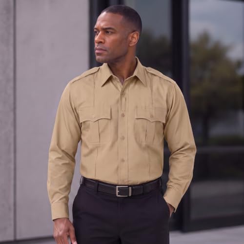 Image of First Class 100% Polyester Short & Long Sleeve Zippered Uniform Shirt 4 Pocket Hidden, Law Enforcement BDU Zipper Closure.