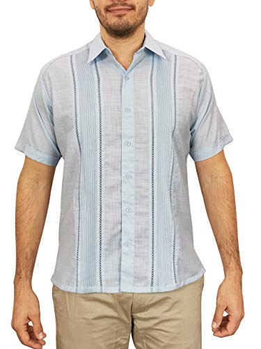 Camisa Guayabera Azul Cielo Manga Corta para Hombre : Amazon.com.mx:  Productos Handmade