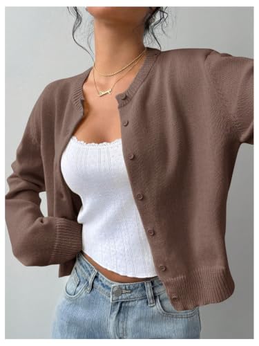Image of SOLY HUX Women's Button Down Cropped Lightweight Cardigan Sweater Cute Fall Fashion 2026