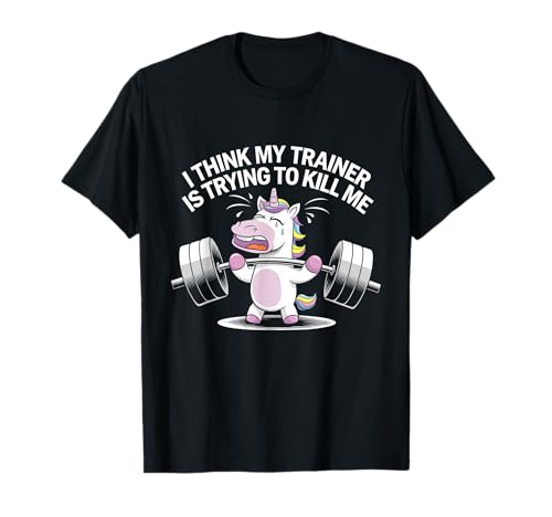 Divertido unicornio lindo entrenamiento gimnasio fitness levantamiento de pesas Camiseta