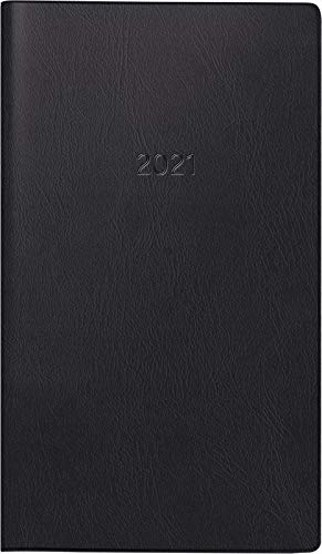 Brunnen 1075328901 Taschenkalender/Monats-Sichtkalender Modell 753, 2 Seiten = 1 Monat, 8,7 x 15,3 cm, Kunststoff-Einband schwarz, Kalendarium 2021