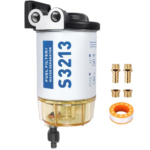 S3213 Fuel Water Separator Marine Fuel Filter Water Separator with 3/8 Barb and 1/4 NPT Fittings Compatible with Yamaha Mercury Racor Sierra Suzuki Outboard - 18-7922 35-60494-1 B32013 18-7932-1