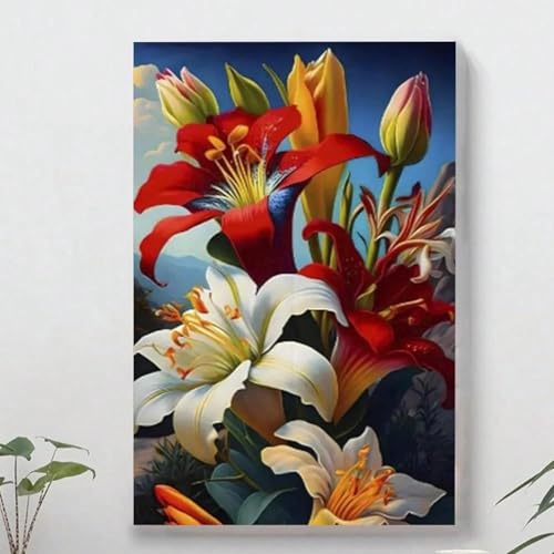 Toile florale colorée pour salon moderne tableau encadré 70x100 cm