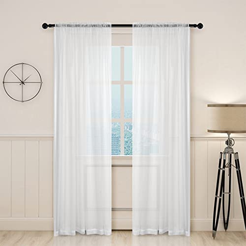 MHUQIA Lot De 2 Rideaux Voilage à Oeillets 117x183cm, Rideau Voile Semi-Transparent, Couleur Unie Translucide Voilage pour Salon DéCor Chambre Enfant Balcon Cuisine Cover