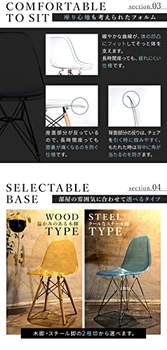 NEO CRASY ダイニングチェア 2脚セット イームズチェア クリア クリアカラー ダイニング チェア チェアー シェルチェア デザイナーズチェア リプロダクト DSR DSW おしゃれ 椅子 テレワーク リモートワーク 木脚(クリア) A1_ZCNCHR2WDCL [4]
