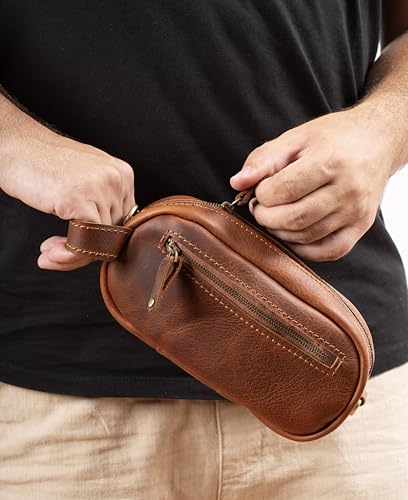 Handmade Premium Leather Men's Toiletry Travel Bag - Dopp Kit & Crossbody Bag, Genuine Leather, Makeup Organizer, Gift Ideas for Men & Women, Small Travel Bag, Travel Kit, Accessories for Men3
