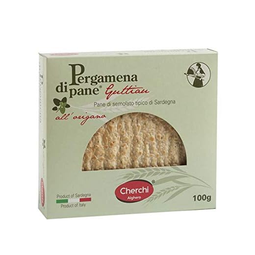 Cherchi- Pergamena di Pane - Guttiau - Galletas de Pan de Sémola con Aceite de Oliva y Orégano Tipicas de Sardegna - 100 Gramos