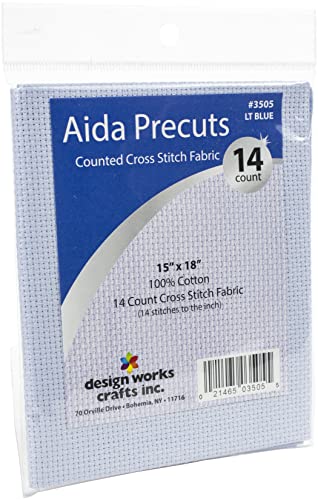 Design Works Crafts 14 Counted Cross Stitch-Light Pre-Cut Aida Fabric, Blue,Gold #TOP1