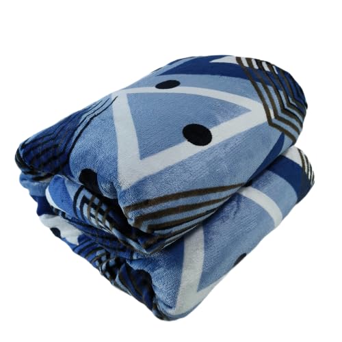 Image of Winter Premium Flannel Velvet Warm Duvet Cover Quilt Cover | Rajai Cover | Blanket Cover | Comforter Cover Single Size 60x100 inches Woollen (Blue Abstract Pattern, Single Bed)