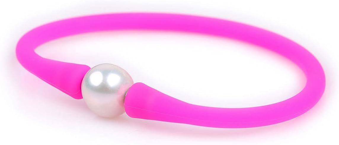 JOE FOREMAN 11mm Real Pearl Bridesmaid Mood Stackable Silicone Rubber Stretch Freshwater Cultured Pearl Jewelry Bracelets for Women 7"