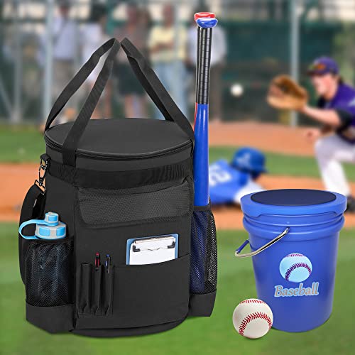 Dsleaf Baseball Bucket Bag For 6 Gallon Bucket, Softball Bucket Cover Organizer With Multi Pocket For Bat, Gloves, Scoreboards And Other Accessories, Bag Only #TOP6