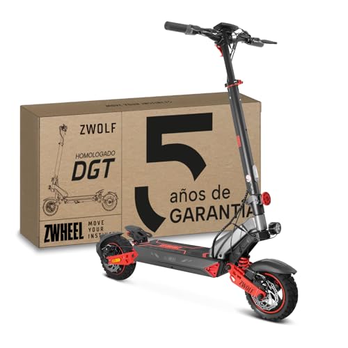 ZWHEEL ZWOLF | Patinete Eléctrico Adultos Homologado DGT - 500W-1000W MAX, 50km Autonomía, Geolocalización, Suspensión Híbrida Ajustable, Frenos Regeneradores AER - Ruedas 10' Offroad