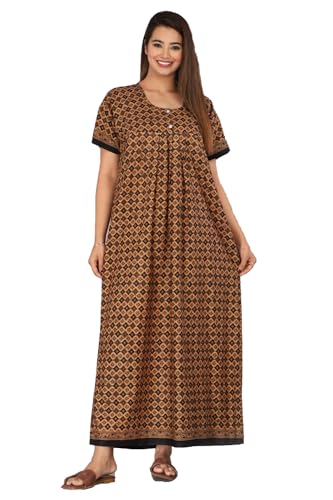 Image of Monique Brand 100% Pure Cotton Nighty for Woman | Floral Gown for Women Night Wear | Cotton Nighty for Women Stylish | Maxi for Women Cotton