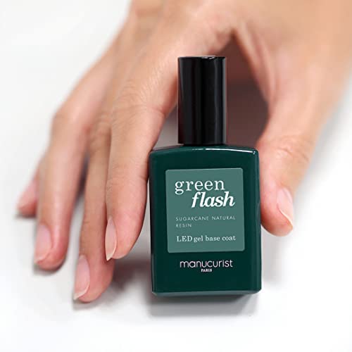 Manucurist Green Flash Top Coat - Vegan Led Gel Nail Polish Top Coat - 12-Free - Up To 84% Bio-Sourced Ingredients - Made In France - 0.5 Fl Oz Bottle #TOP1
