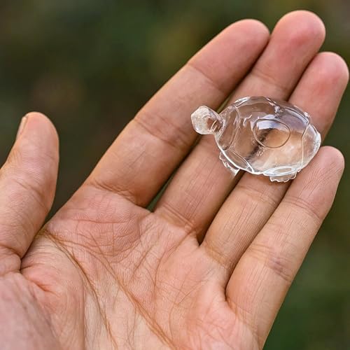 Image of Original Certified Sphatik Tortoise (30-40g) | AAA Grade Clear Quartz Crystal Kurma Idol for Vastu Stability Protection Prosperity | Healing Sphatik Crystal for Home & Office