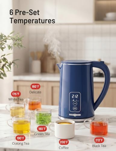 Image of Electric Kettle Temperature Control, 1.7L Large Electric Tea Kettle, 4H Keep Warm Hot Water Boiler with 6 Presets, LED Screen Electric Kettles for Boiling Water, Boil-Dry Protection