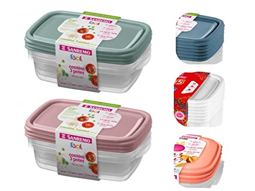 Conjunto com 6 Potes Plásticos Herméticos, Tampa Fácil, 785ml - S...