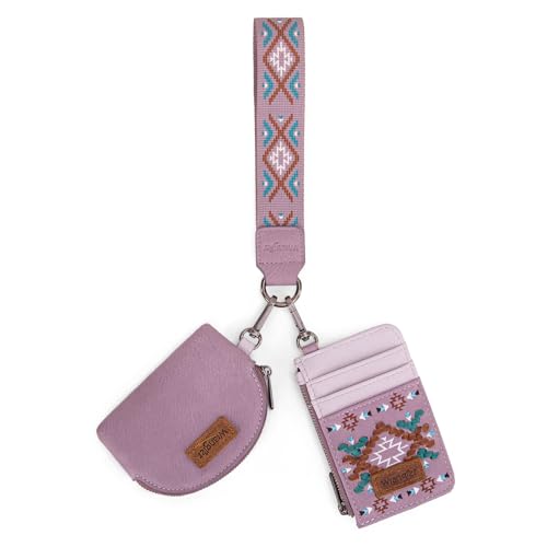 Image of Wrangler Western Keychain Wristlet Wallets for Women Retro Dual Pouch Wristlet Credit Card Holder Wallet with Zipper Pocket WG2214-W0051PP