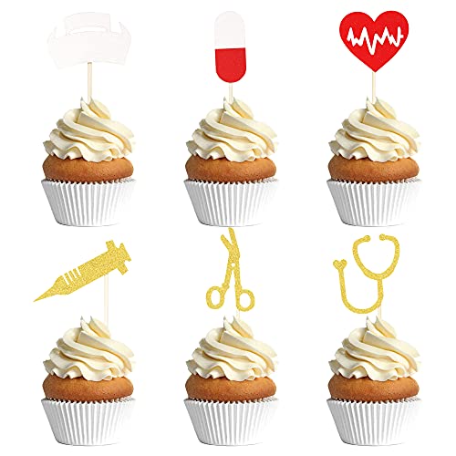 Yecehapy 25Pcs Nurse Nursing Cake Toppers Nursing Cupcake Decoration Nurse Hat Syringe Pill Stethoscope Cupcake Toppers For Nursing Theme Party Decorations Multicolor #TOP3