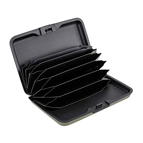 Image of Elfish RFID Blocking Credit Card Protector Aluminum ID Case Hard Shell Business Card Holders Metal Wallet for Men or Women, Army green,