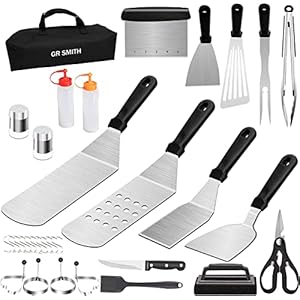 Griddle Accessories for Blackstone, 32 Pcs Grill Accessories Kit Barbecue Tools Set Heavy Duty Spatula Scraper Cleaning Kit Cooking Utensils with Carrying Bag for Outdoor Camping