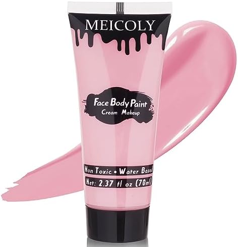 MEICOLY Light Pink Halloween Face Body Paint,2.37Oz Large Tube Water Based Body Paint for Adults and Children,Pastel Pale Pink Face Paint for Stage SFX Special Effects Cosplay Makeup